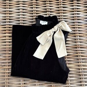 J. Crew Black velvet Sleeveless Top with Cream Bow